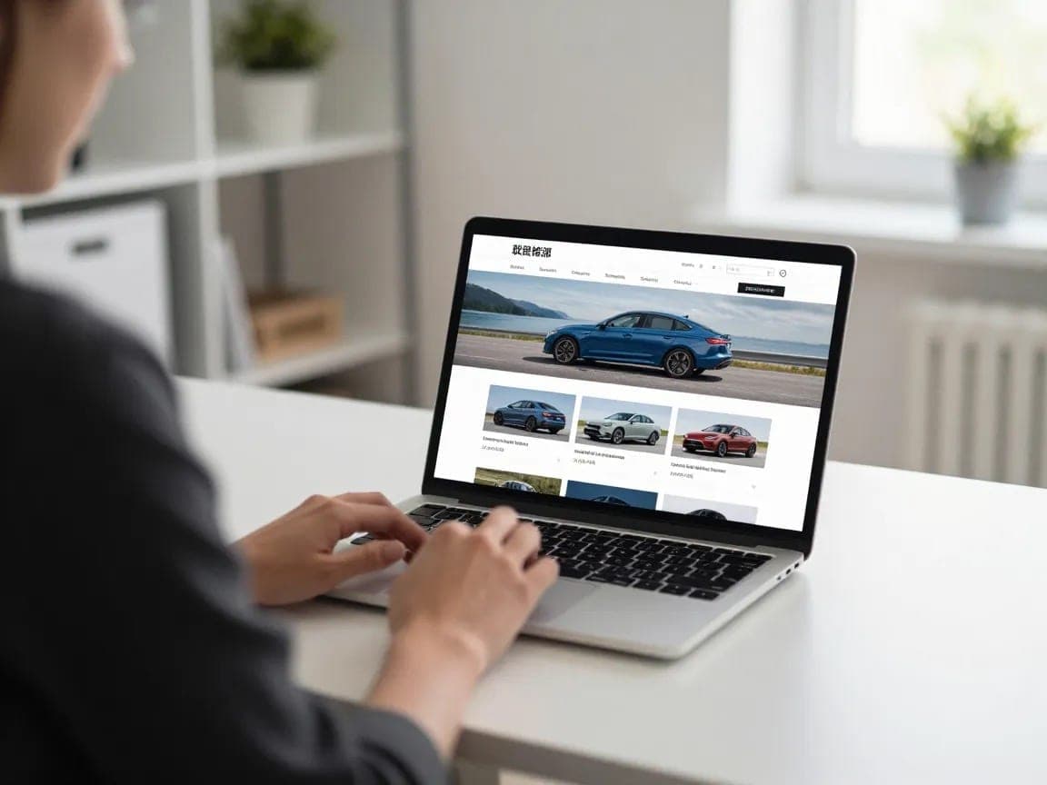 Person sucht an einem Laptop nach Gebrauchtwagen-Inseraten